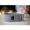 Obroża ozdobna dla psa Urban Tweed 3 cm – klasyczna biało-czarna kratka, elegancka i lekka