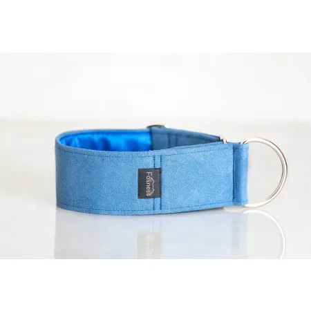 Obroża premium dla psa z nubuku Harbor Blue 4 cm -  elegancka, miękka i lekka