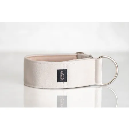Obroża premium dla psa z nubuku Morning Mist 4 cm - elegancka, miękka i lekka