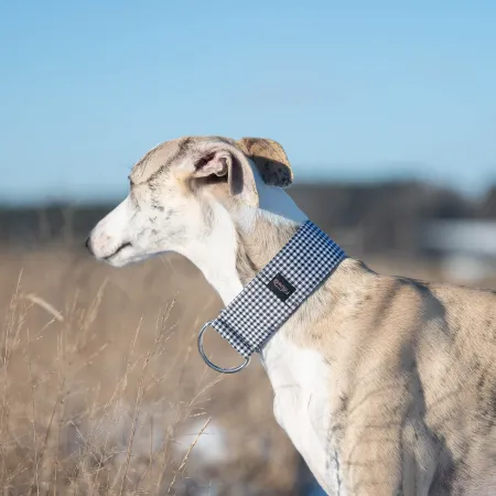 Obroża ozdobna dla psa Urban Tweed 3 cm – klasyczna biało-czarna kratka, elegancka i lekka