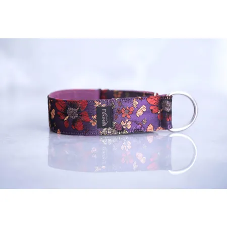 Obroża ozdobna półzaciskowa dla psa Cosmos Purple 5 cm - ekskluzywna, migocząca obroża żakardowa, lekka i komfortowa